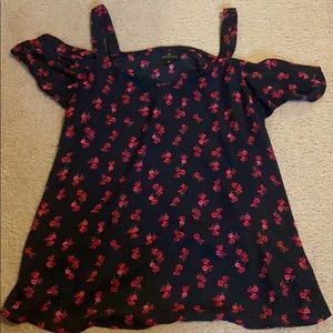 Black and pink floral off the shoulder top